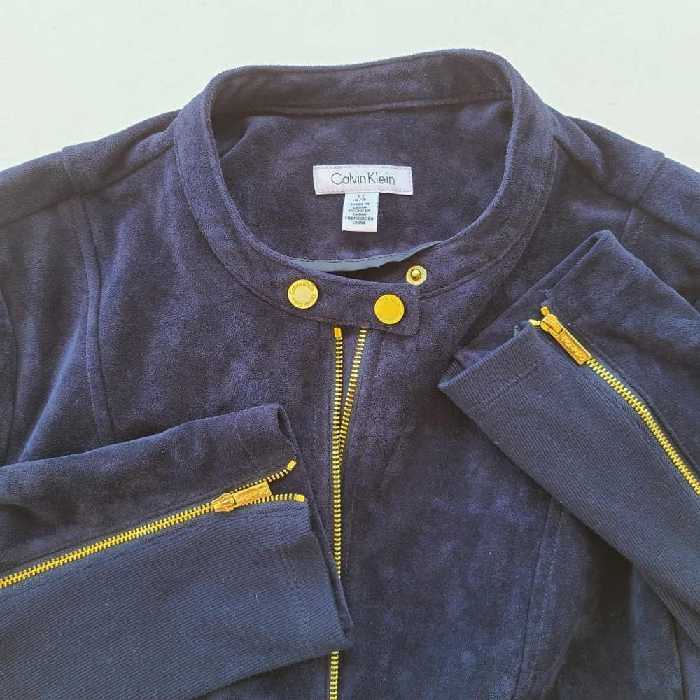 Calvin navy jacket suede faux